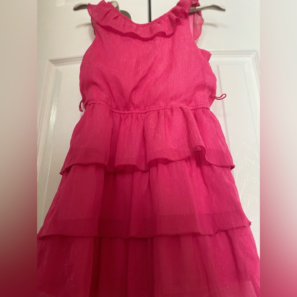 Hot pink ruffle dress